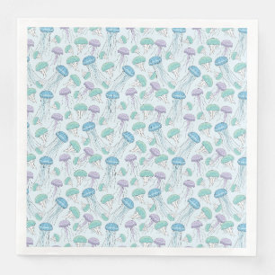 Pastel soft multicolor glowing jelly fish pattern napkin