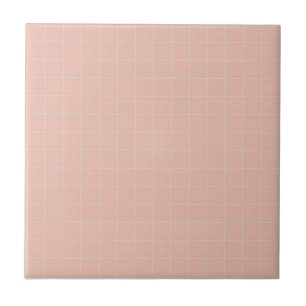 Pastel Soft Pink & Mint Green Chequered Pattern Tile