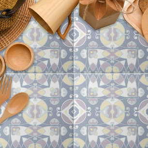 Pastel Soft Purple And Yellow Ethnic Pattern Tile