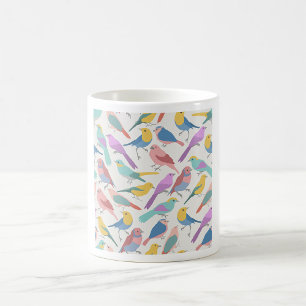 Pastel Songbirds Pattern Cute Watercolor Birds Coffee Mug