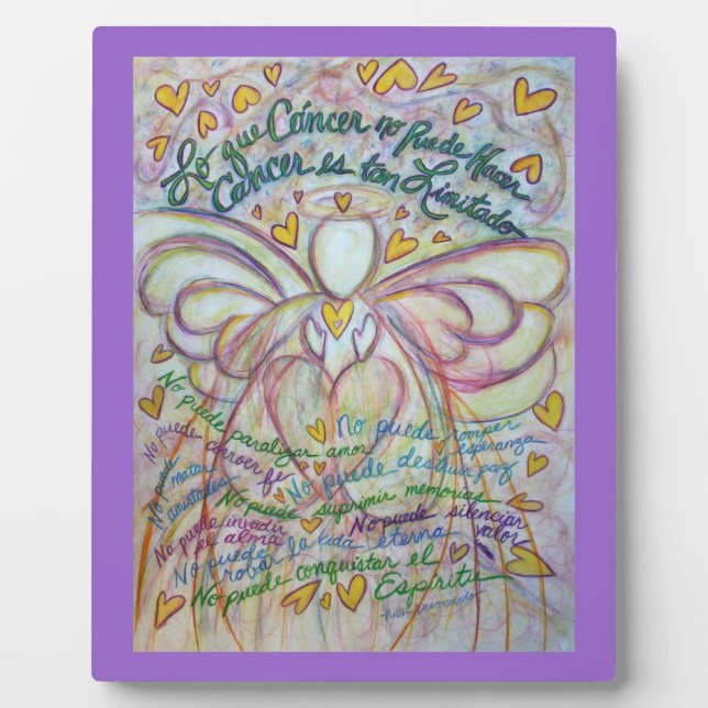 Pastel Spanish Cancer Angel Painting Poem Plaque (Front)