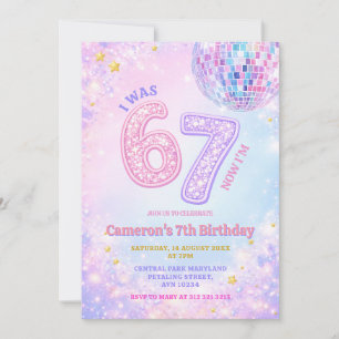 Pastel Sparkle Disco Glam 67 Kids Birthday Party Invitation