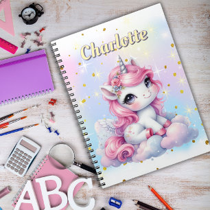 Pastel sparkle unicorn magical cloud notebook
