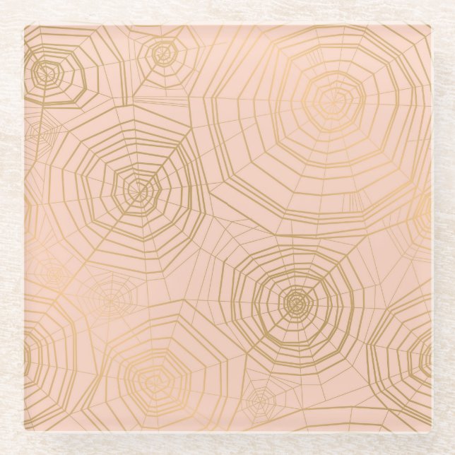 Pastel spider web: Halloween pattern. Glass Coaster (Front)