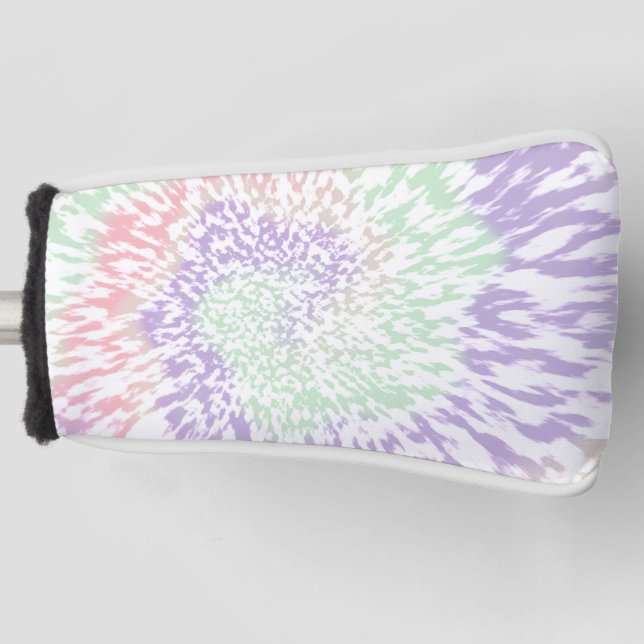 Pastel Spiral Shibori Floral Tie Dye Hippie Retro  Golf Head Cover (Front)