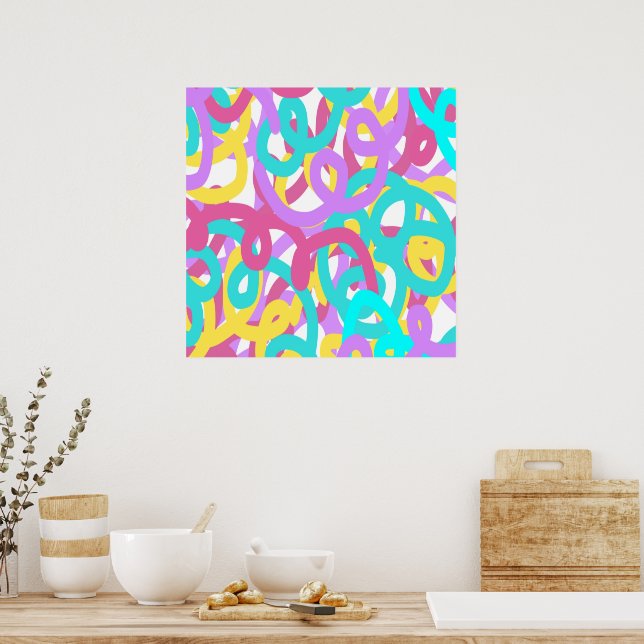 Pastel Spirals Abstract  Poster (Kitchen)