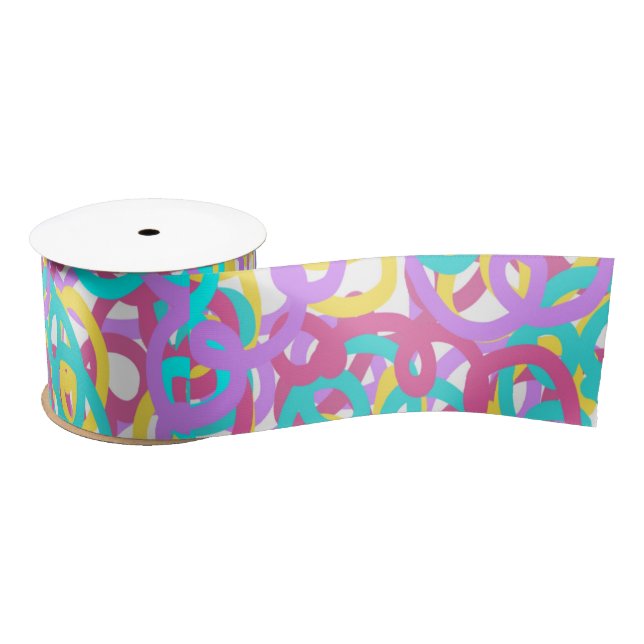Pastel Spirals Abstract Print  Satin Ribbon (Spool)