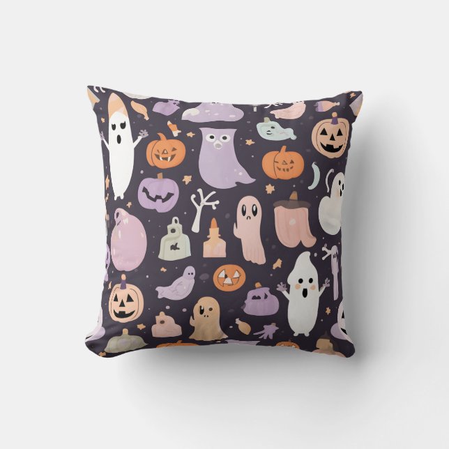Pastel Spooky Season Throw Pillow (Front)