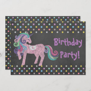 PASTEL SPOT UNICORN BIRTHDAY PARTY CHALKBOARD INVITATION
