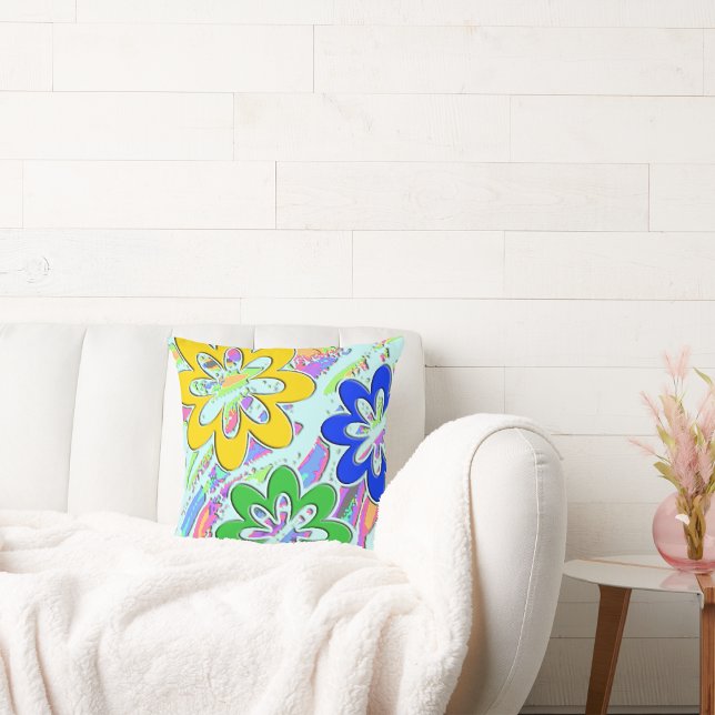 Pastel Spring Blossoms Double-Sided Throw Pillow (Creator Uploaded)