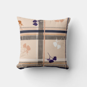 Pastel Spring Branch: Chequered Vintage Grid Throw Pillow