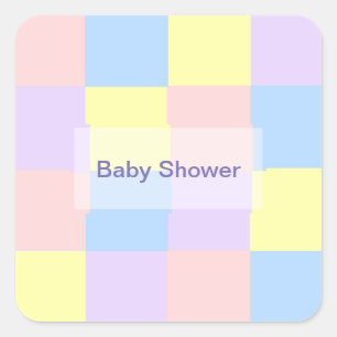 Pastel Spring Checkers Square Sticker