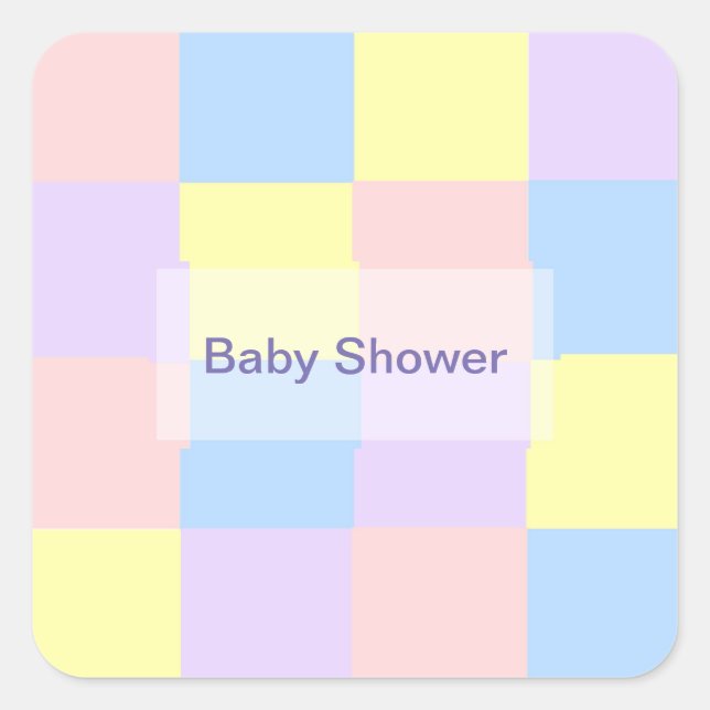 Pastel Spring Checkers Square Sticker (Front)