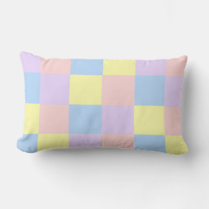 Pastel Spring Colour Checkers Lumbar Pillow