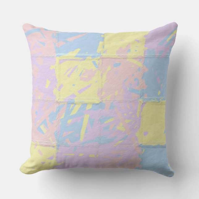 Pastel Spring Colours Paint Splatter Outdoor Pillow (Front)