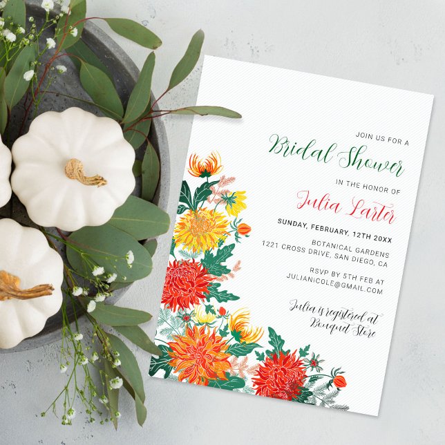 Pastel Spring Dahlia Floral Wreath Bridal Shower Invitation (Creator Uploaded)