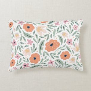 Pastel Spring Floral Pattern Accent Pillow