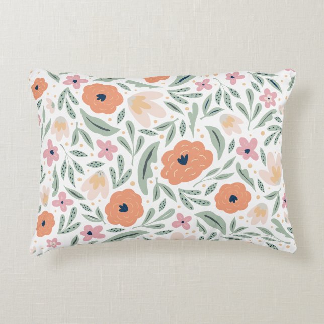 Pastel Spring Floral Pattern Accent Pillow (Front)