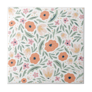Pastel Spring Floral Pattern Tile