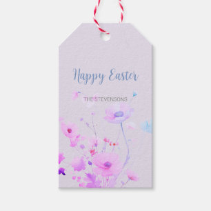 Pastel Spring Flowers Happy Easter Gift Tags