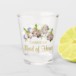 Pastel Spring Flowers Maid of Honour Wedding Favou Shot Glass