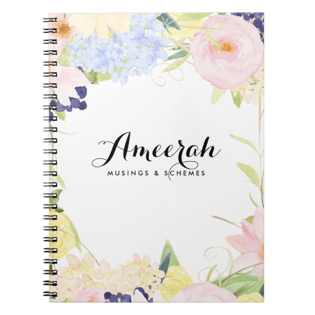 Pastel Spring Flowers Personalized Notebook (Front)