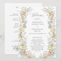 Pastel Spring Garden Floral Wedding Program card