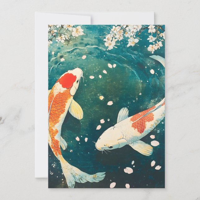 Pastel Spring Koi Blossom Announcement (Front)