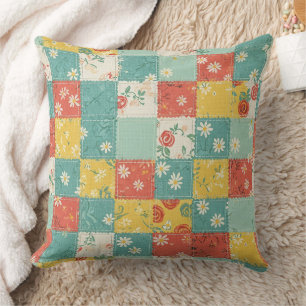 Pastel Spring Rose Pattern Throw Pillow