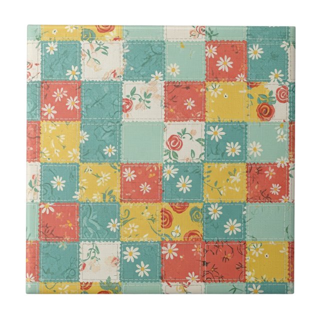 Pastel Spring Rose Pattern Tile (Front)