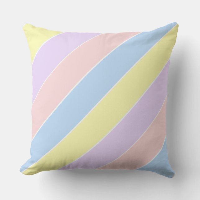 Pastel Spring Stripes Outdoor Pillow (Front)