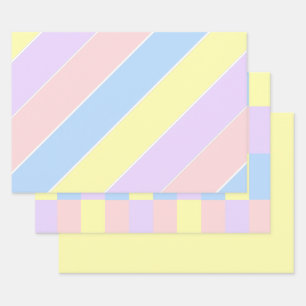 Pastel Spring Stripes Wrapping Paper Sheets