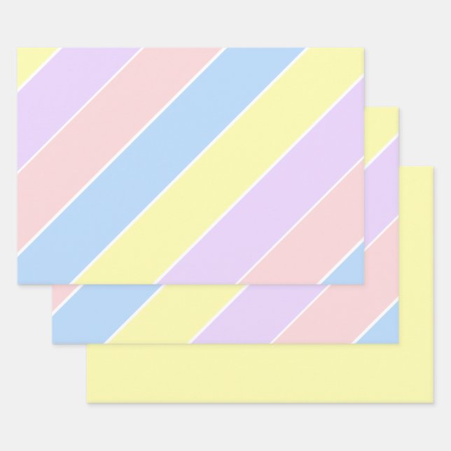 Pastel Spring Stripes  Wrapping Paper Sheets (Set)