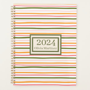 Pastel Spring Stripped Personalized Planner
