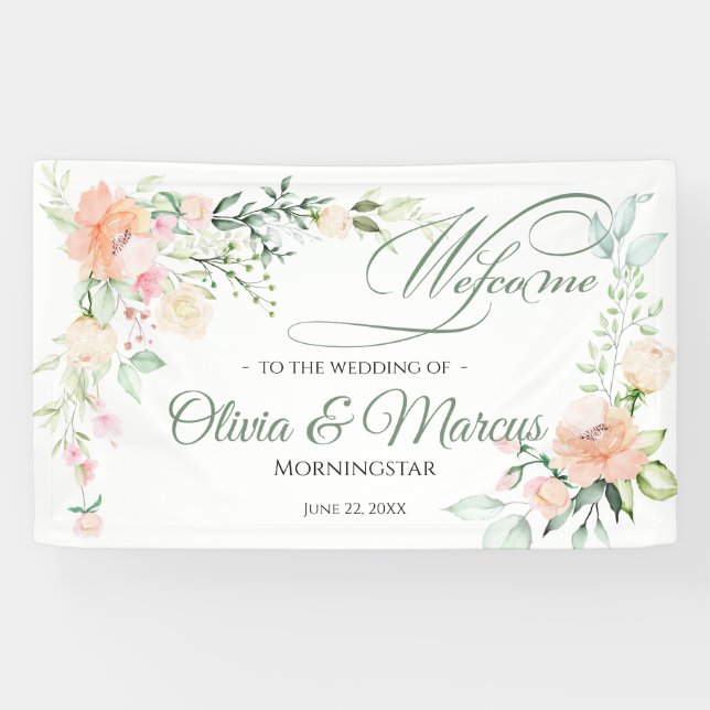 Pastel Spring Watercolor Flowers Banner (Horizontal)