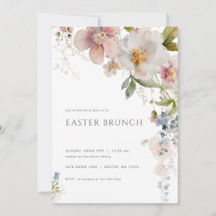 Pastel Spring Wildflower Easter Brunch Invitation