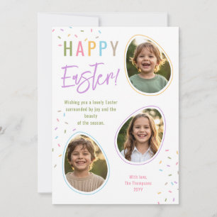 Pastel Sprinkles Easter Egg Photo Collage Easter Card