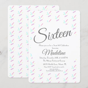 Pastel Sprinkles Ice Cream Party Sweet 16 Quince Invitation