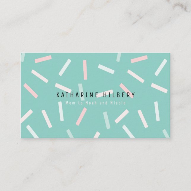 Pastel Sprinkles Mint Green Mommy Business Card (Front)