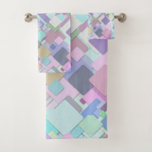 pastel squares bath towel set