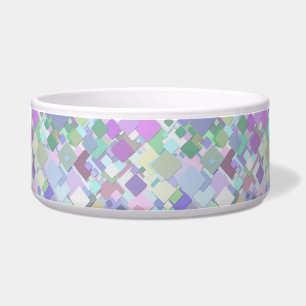 pastel squares cat food bowl 