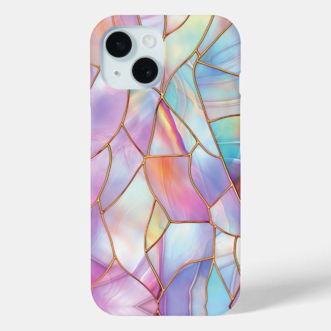 Pastel Stained Glass Gold Lines Case-Mate iPhone Case (Back)