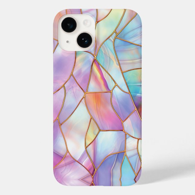 Pastel Stained Glass Gold Lines Case-Mate iPhone Case (Back)
