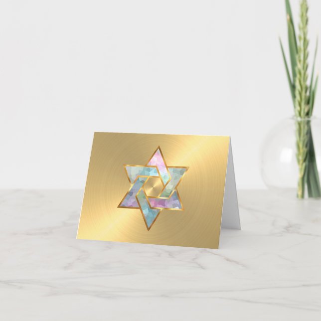 Pastel Star de David Carte de remerciements d'or (Devant)