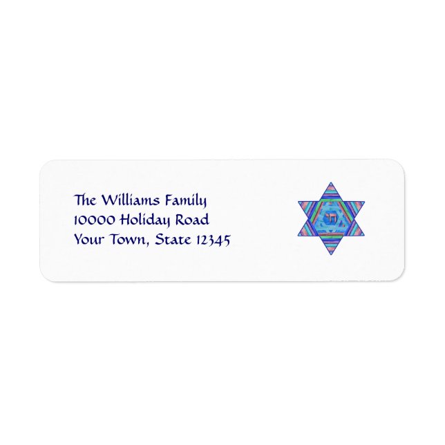Pastel Star of David Return Address Labels (Front)
