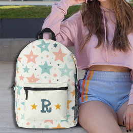 Pastel Star Pattern Personalized Monogram  Printed Backpack