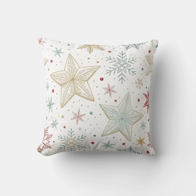 "Pastel Star Pattern Throw Pillow (Front)