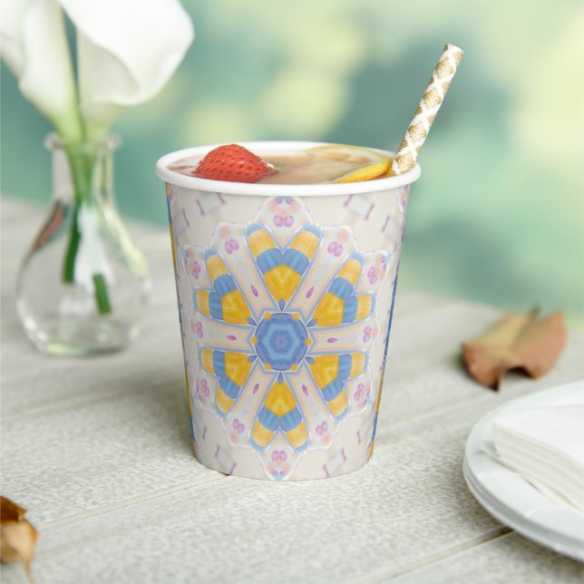 Pastel Star Sweet Pink Yellow Blue Heart Paper Cups (Insitu)