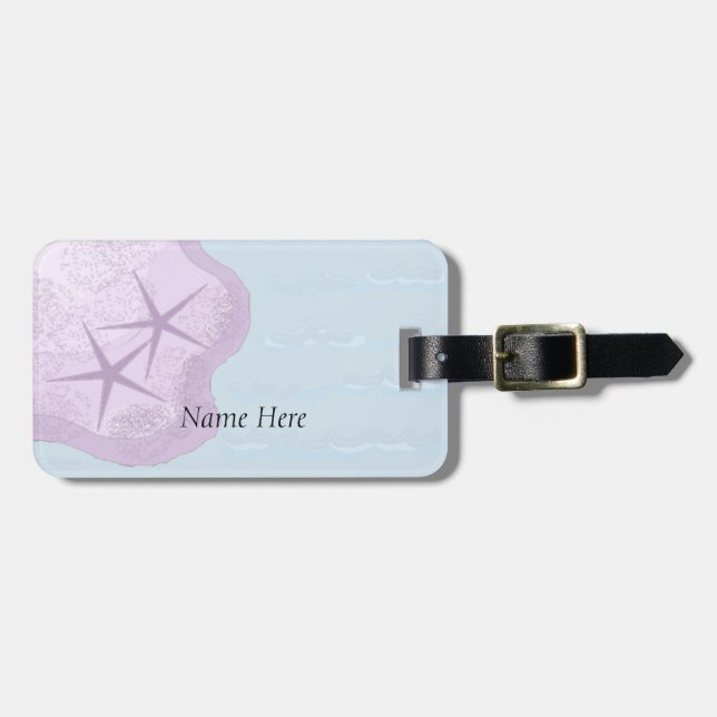 Pastel Starfish and Ocean Luggage Tag (Front Horizontal)