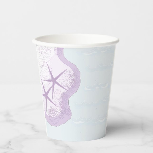 Pastel Starfish and Ocean Paper Cups (Front)